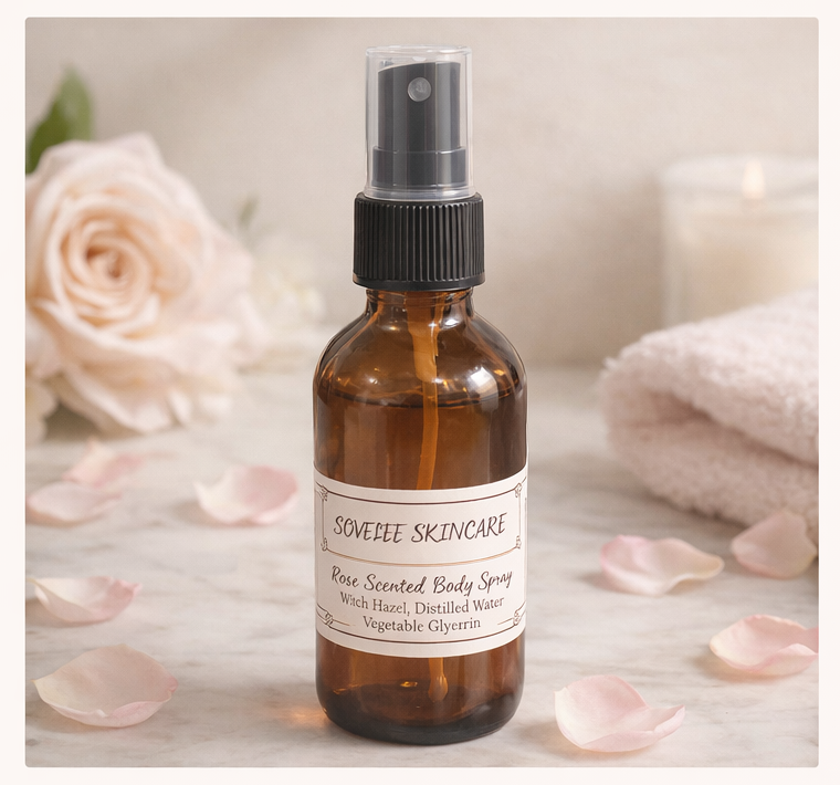 2oz Rose + Vanilla Scented Body Spray